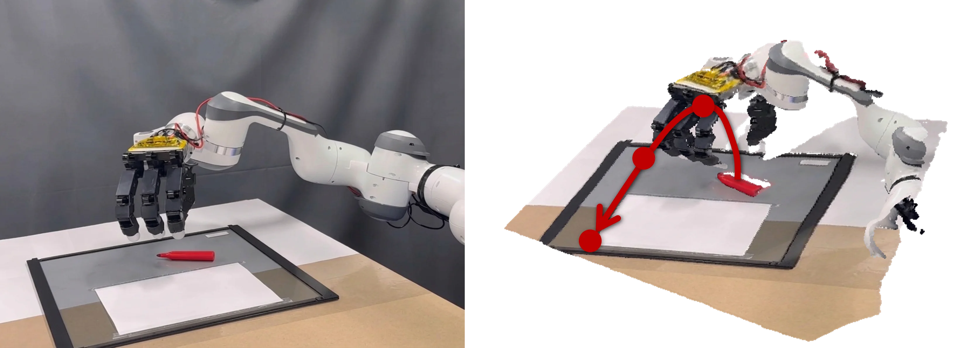 Initial scene and user-defined 3D manipulation trajectory